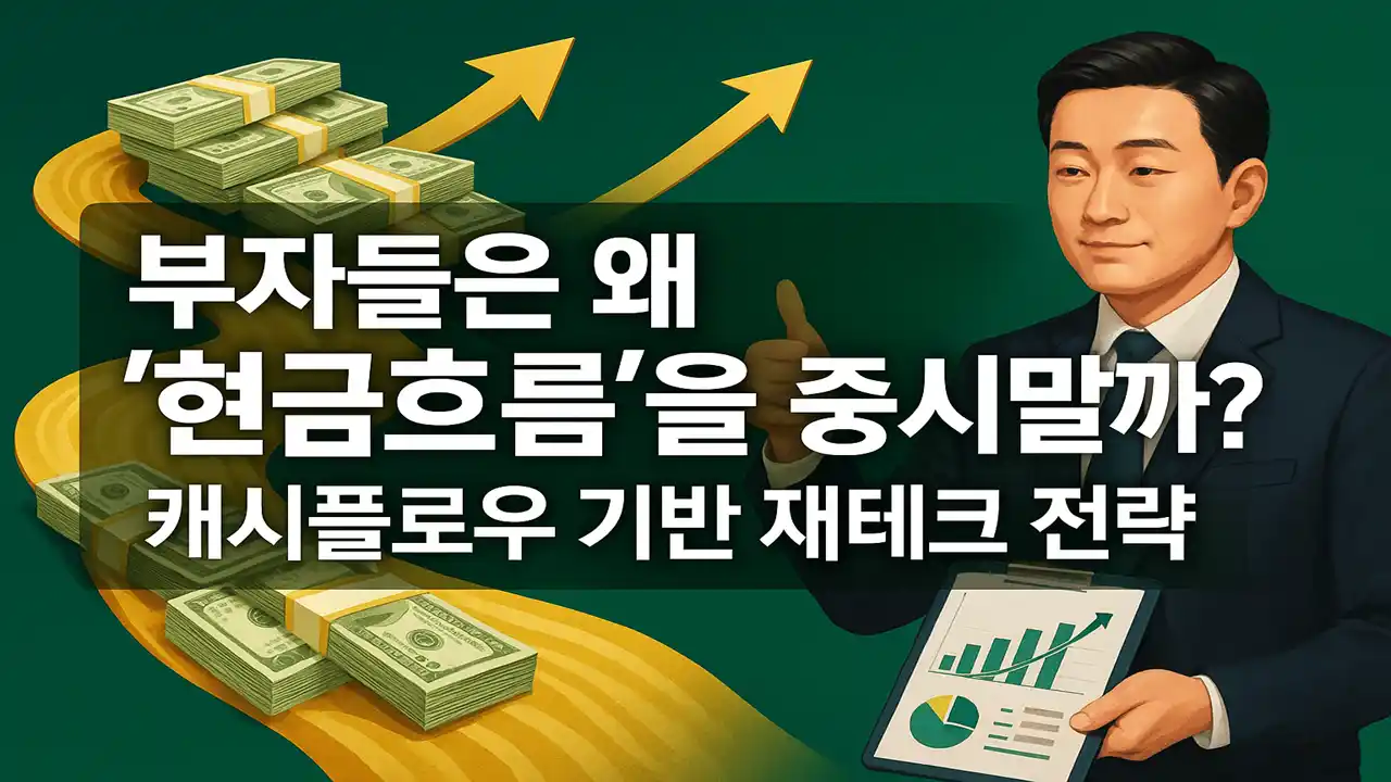 현금 흐름 상승 그래프와 돈을 분석하는 직장인의 삽화가 포함된 썸네일