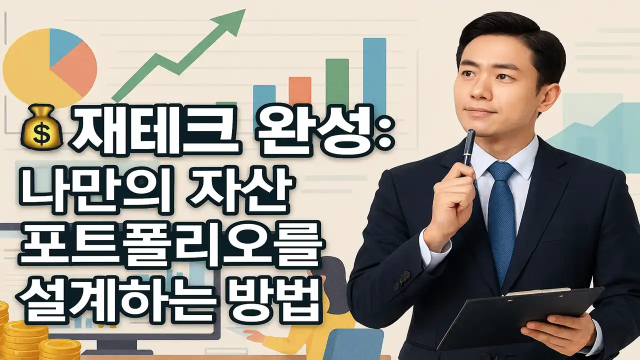 재테크 포트폴리오 그래프를 보며 자산 계획을 세우는 직장인의 삽화 썸네일